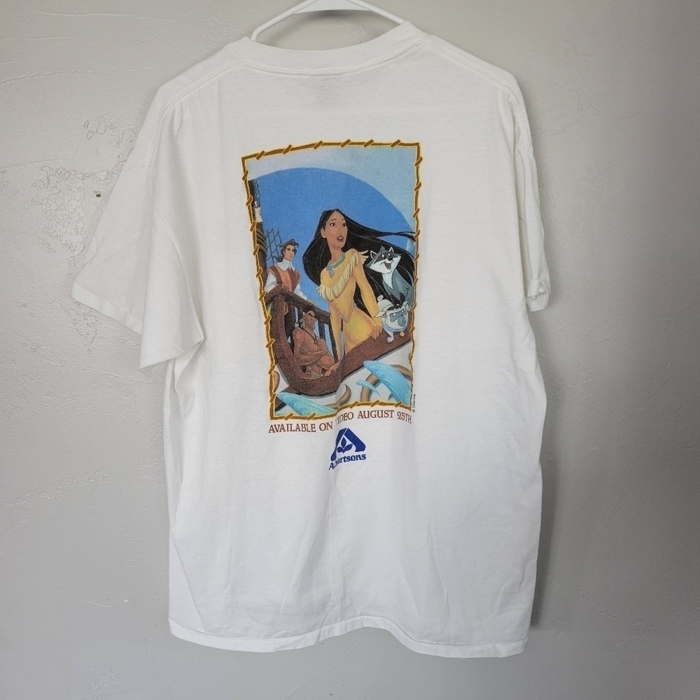 Oneita Vintage White Short Sleeve T-shirt Disney's Pocahontas II Promo Tee 1998